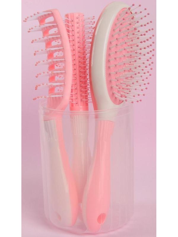 Набор расчёсок, 3 предмета, в футляре, цвет МИКС