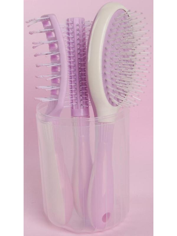 Набор расчёсок, 3 предмета, в футляре, цвет МИКС