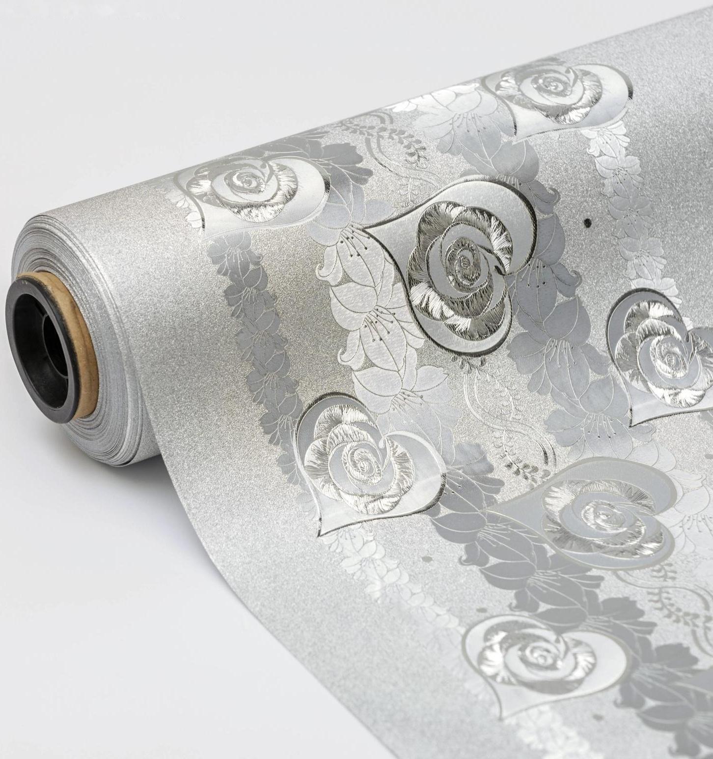 Клеёнка столовая на тканевой основе, ширина 137 см, рулон 20 метров, цвет серебряный