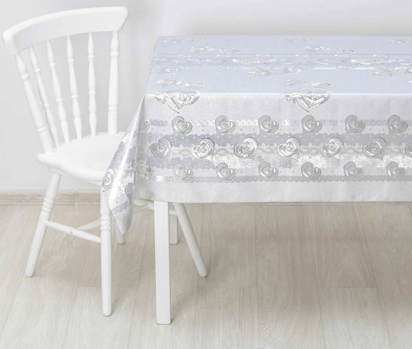 Клеёнка столовая на тканевой основе, ширина 137 см, рулон 20 метров, цвет серебряный