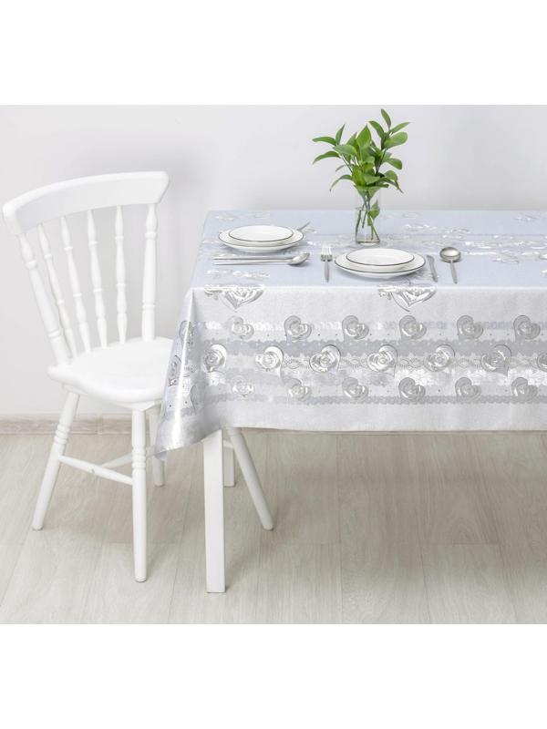 Клеёнка столовая на тканевой основе, ширина 137 см, рулон 20 метров, цвет серебряный