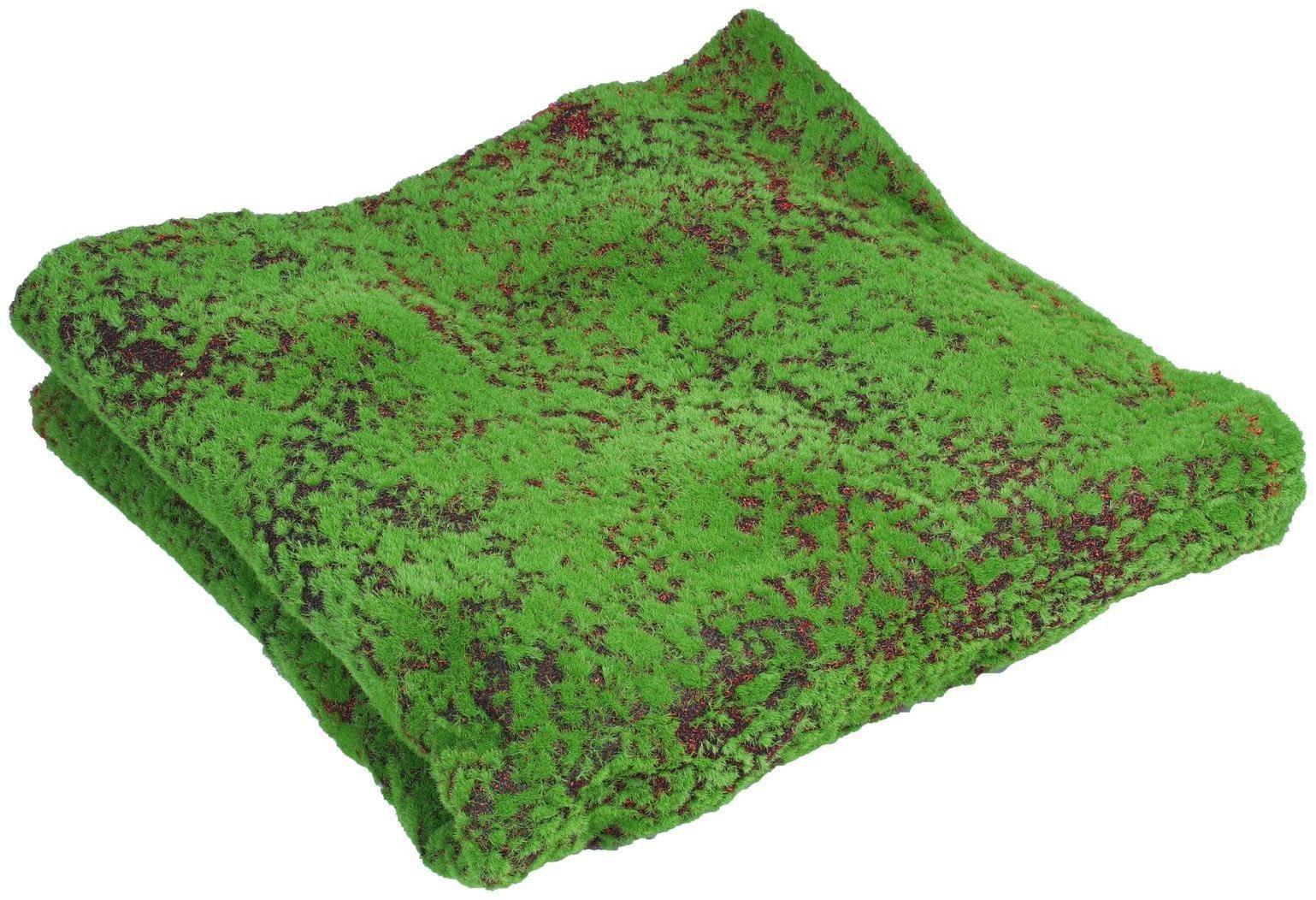 Мох искусственный, декоративный, полотно 1 × 1 м, рельефный, зелёный с щепой