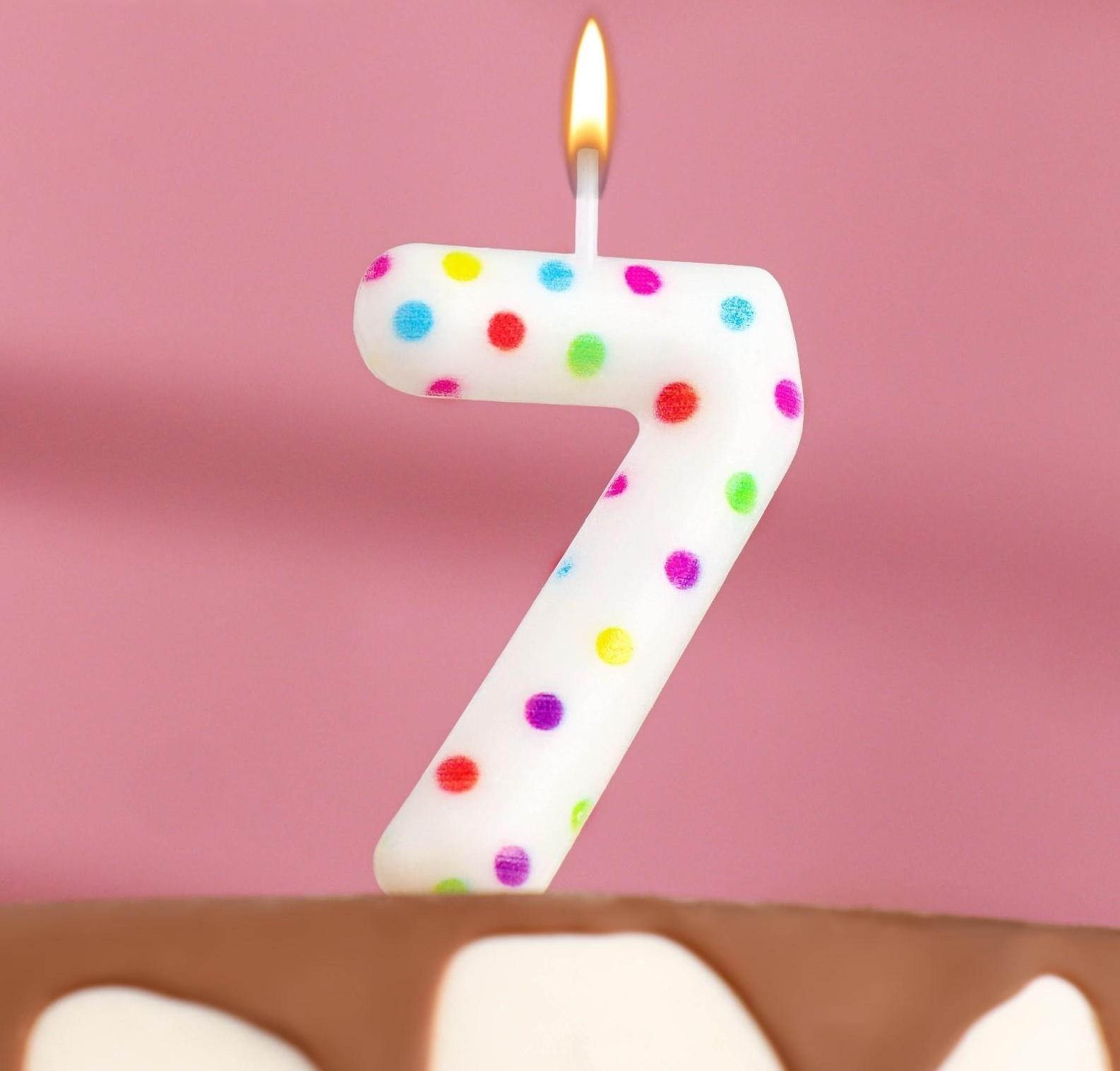 Свеча в торт на день рождения «‎Цветное конфетти»‎, цифра 