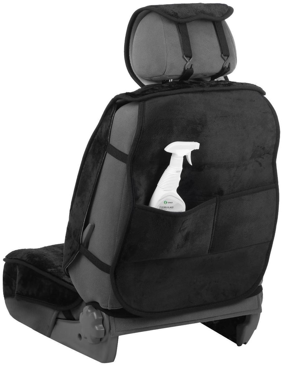 Накидки на сиденья Cartage универсальные, искусственный мех, чёрный, набор 6 шт