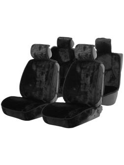 Накидки на сиденья Cartage универсальные, искусственный мех, чёрный, набор 6 шт