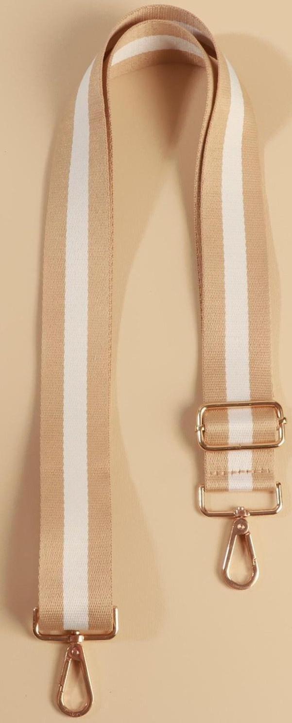 Ручка для сумки, стропа, 140 × 3,8 см, цвет бежевый/белый