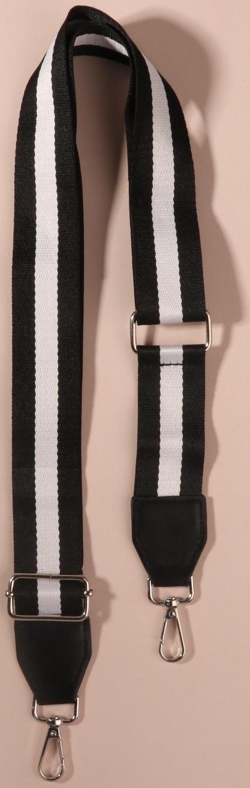 Ручка для сумки, стропа с кожаной вставкой, 140 × 3,8 см, цвет чёрный/белый