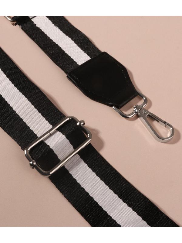 Ручка для сумки, стропа с кожаной вставкой, 140 × 3,8 см, цвет чёрный/белый