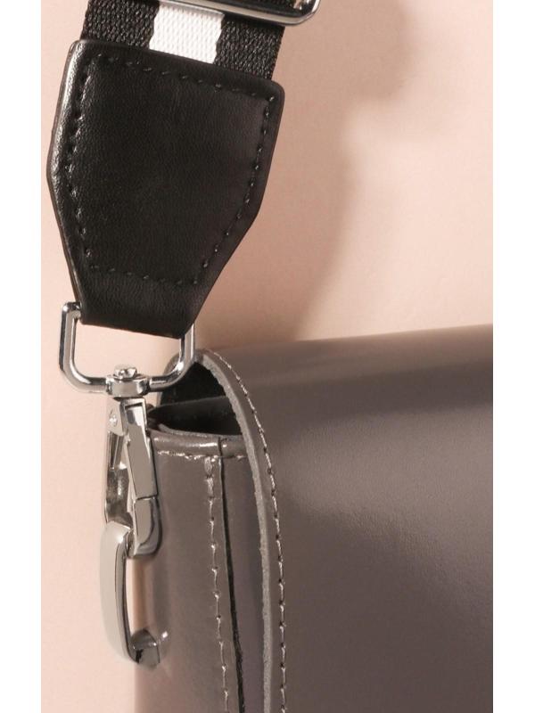 Ручка для сумки, стропа с кожаной вставкой, 140 × 3,8 см, цвет чёрный/белый