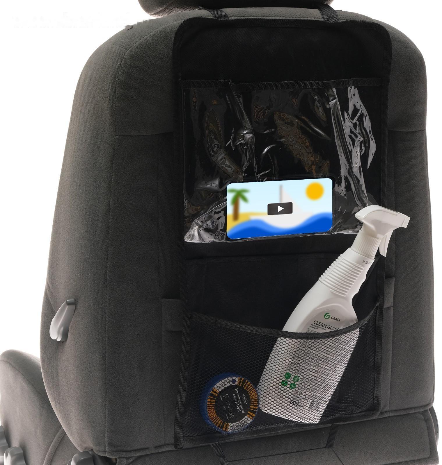 Органайзер на переднее сиденье, 50 х 29 см, с карманом для планшета, оксфорд, черный