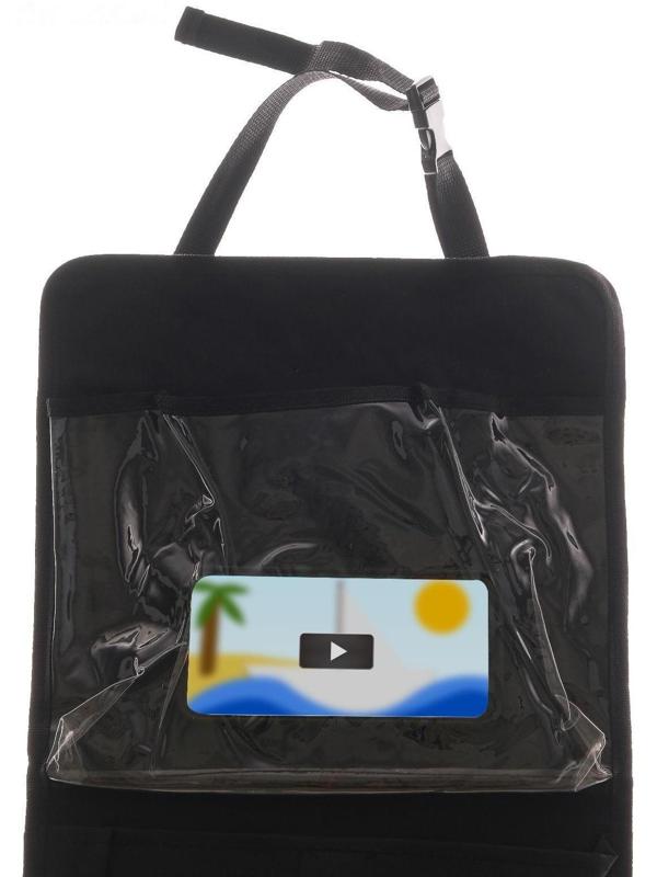 Органайзер на переднее сиденье, 50 х 29 см, с карманом для планшета, оксфорд, черный