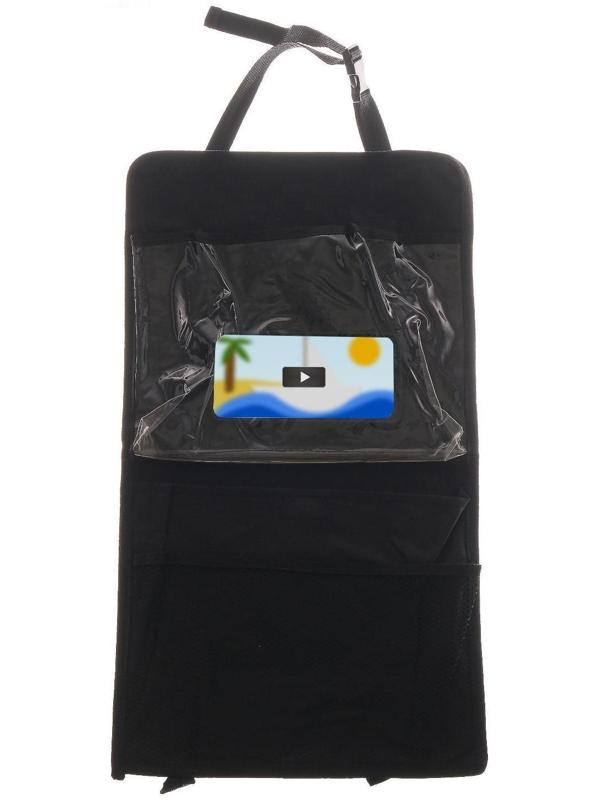 Органайзер на переднее сиденье, 50 х 29 см, с карманом для планшета, оксфорд, черный