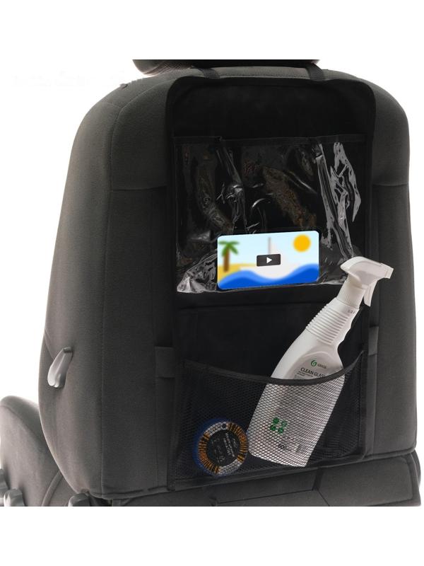 Органайзер на переднее сиденье, 50 х 29 см, с карманом для планшета, оксфорд, черный