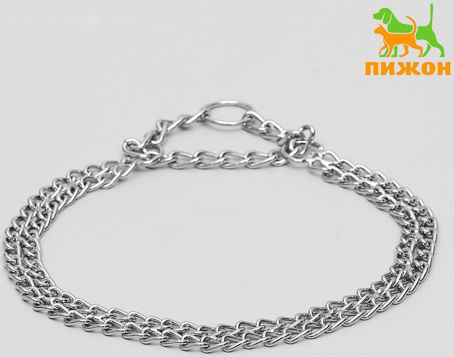 Ошейник-полуудавка металлический двухрядный, 60 см, толщина проволоки 2,5 мм