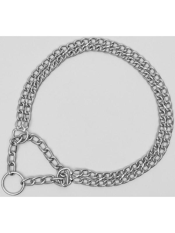 Ошейник-полуудавка металлический двухрядный, 60 см, толщина проволоки 2,5 мм