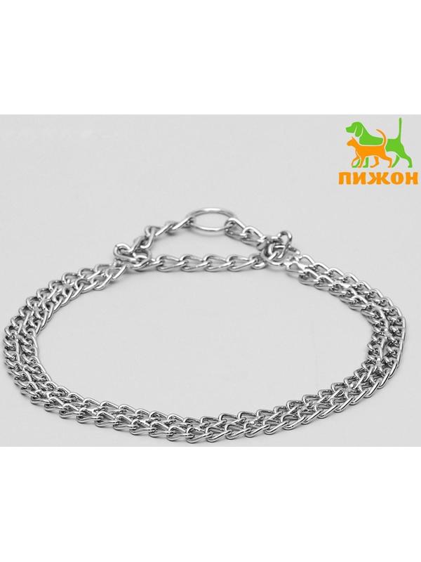 Ошейник-полуудавка металлический двухрядный, 60 см, толщина проволоки 2,5 мм