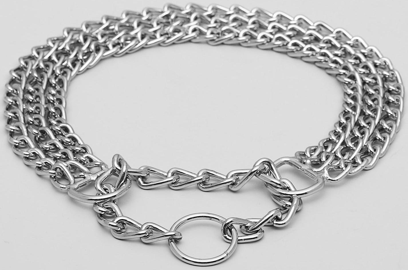 Ошейник-полуудавка металлический трехрядный, 50 см, толщина проволоки 2,5 мм