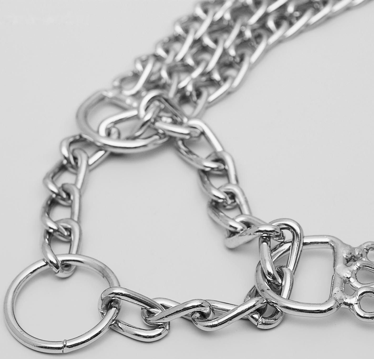 Ошейник-полуудавка металлический трехрядный, 50 см, толщина проволоки 2,5 мм