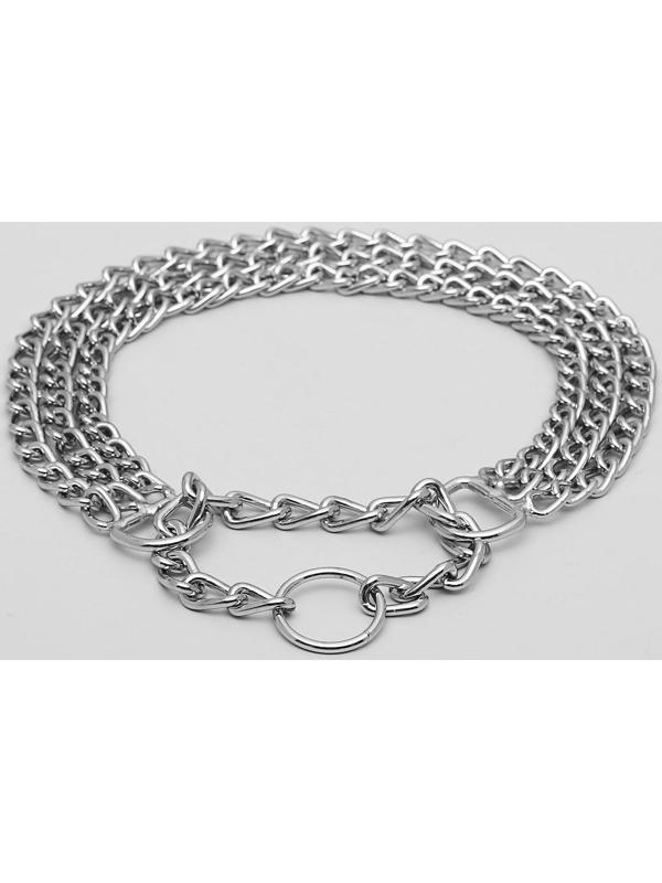 Ошейник-полуудавка металлический трехрядный, 50 см, толщина проволоки 2,5 мм