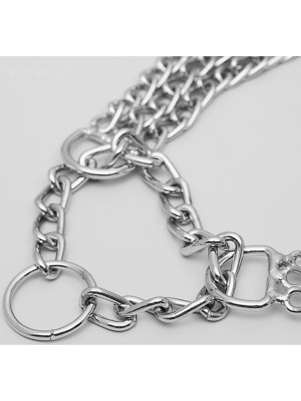 Ошейник-полуудавка металлический трехрядный, 50 см, толщина проволоки 2,5 мм