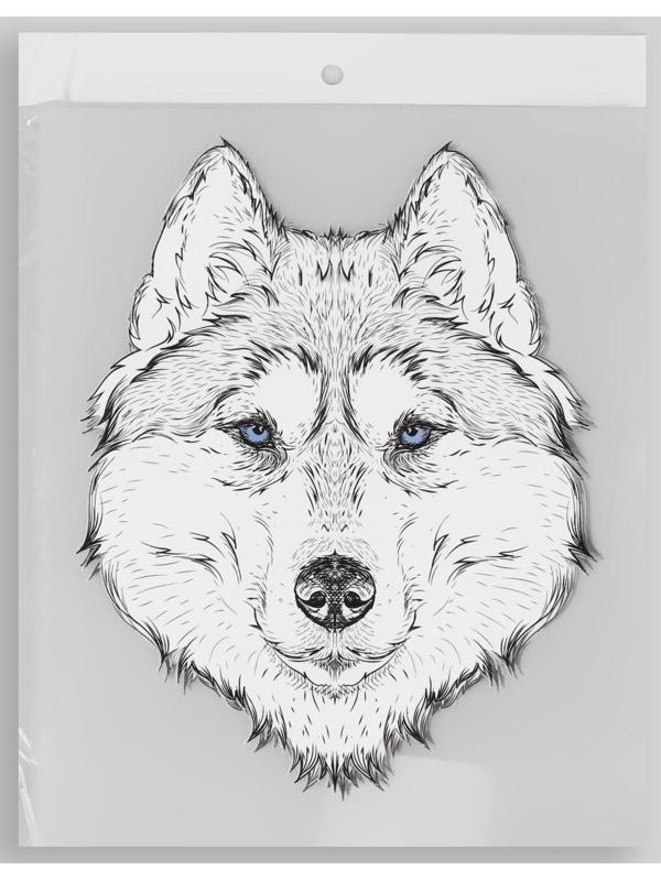 Термотрансфер «Волк», 15,5 × 20 см, цвет чёрный/белый