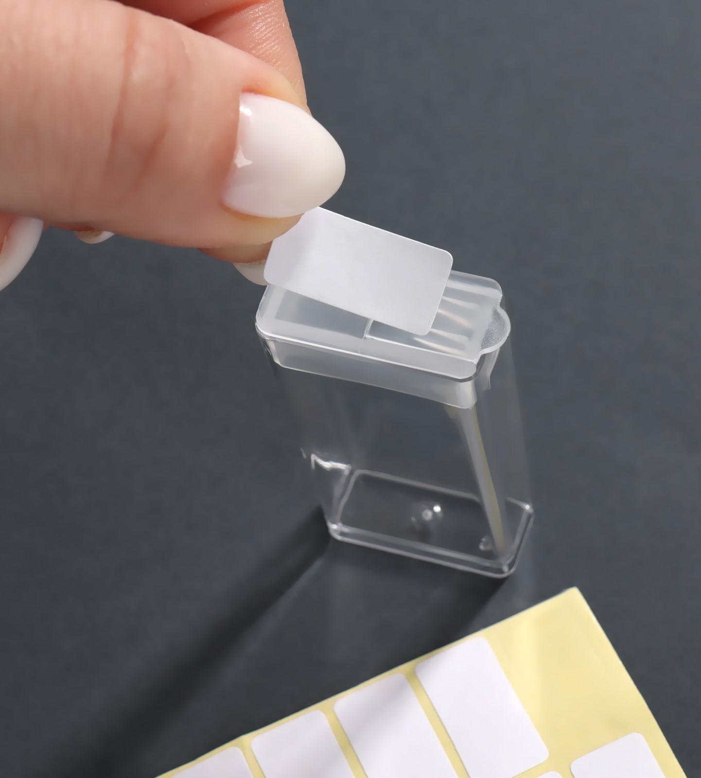 Органайзер для декора, с наклейками, 64 баночки, 22,3 × 13 × 5,5 см, цвет прозрачный