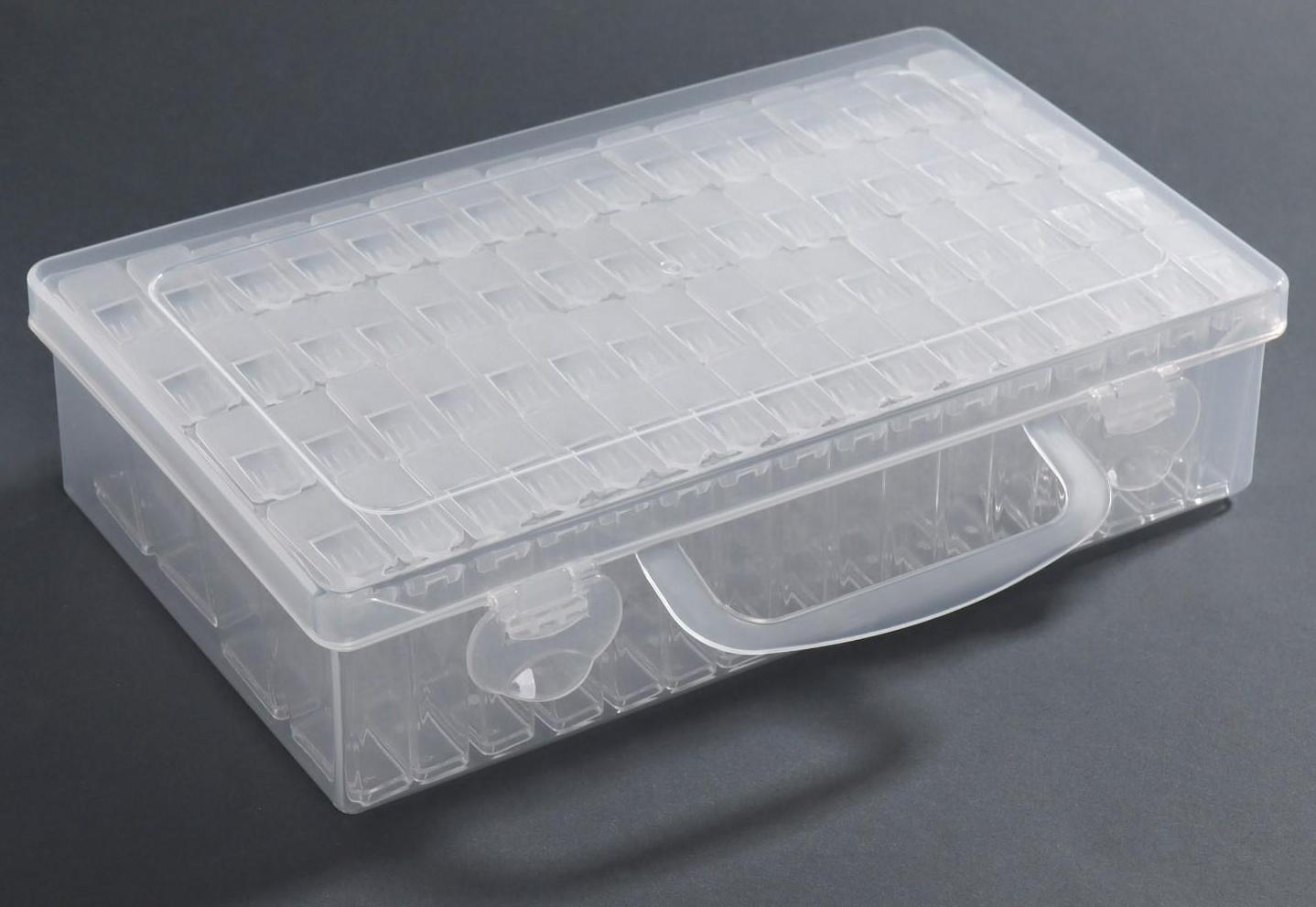 Органайзер для декора, с наклейками, 64 баночки, 22,3 × 13 × 5,5 см, цвет прозрачный