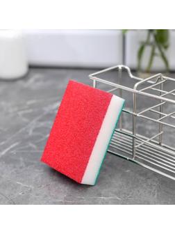 Губка чистящая абразивная, двухсторонняя, 10×7×2,5 см