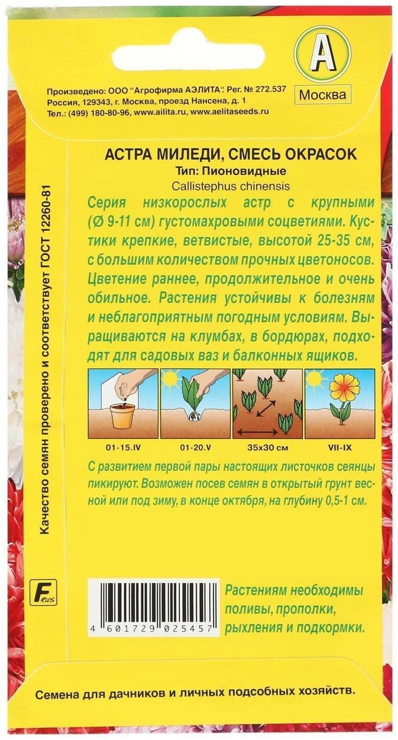 Семена   Астра Миледи, смесь окрасок , 0,2г