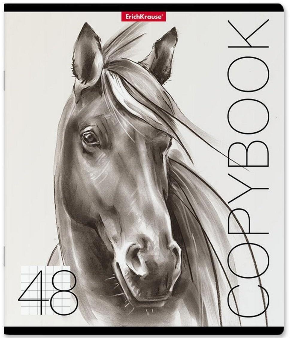 Тетрадь 48 листов в клетку ErichKrause Wild Horse, обложка мелованный картон, блок офсет / Микс 5 шт.
