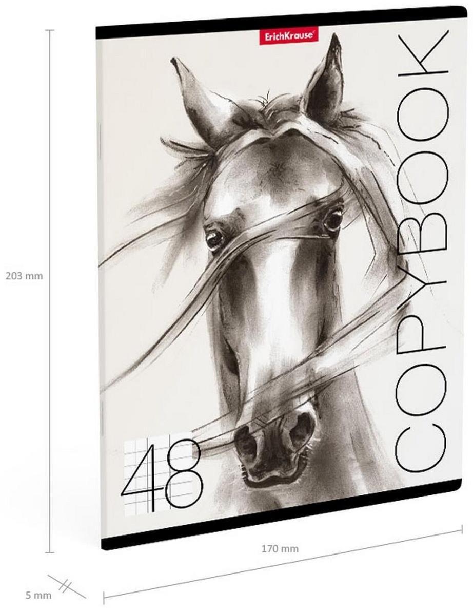 Тетрадь 48 листов в клетку ErichKrause Wild Horse, обложка мелованный картон, блок офсет / Микс 5 шт.