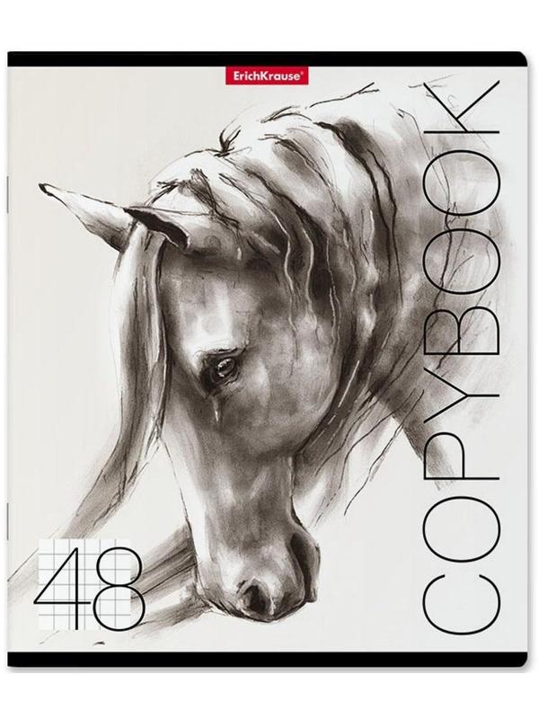 Тетрадь 48 листов в клетку ErichKrause Wild Horse, обложка мелованный картон, блок офсет / Микс 5 шт.