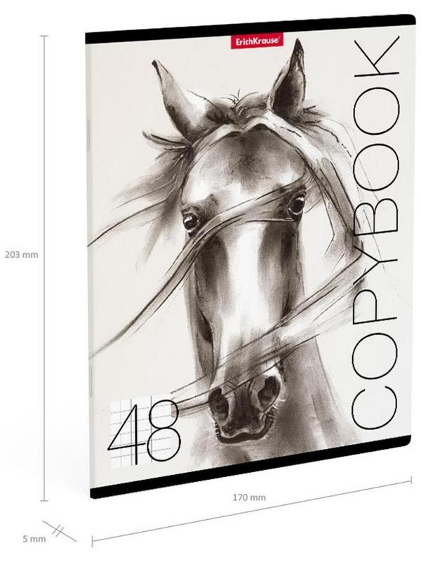 Тетрадь 48 листов в клетку ErichKrause Wild Horse, обложка мелованный картон, блок офсет / Микс 5 шт.
