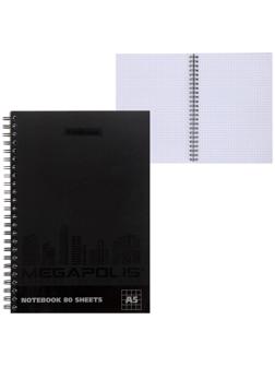 Тетрадь А5, 80 листов в клетку на гребне ErichKrause Megapolis, обложка мелованный картон, твин-лак, блок офсет