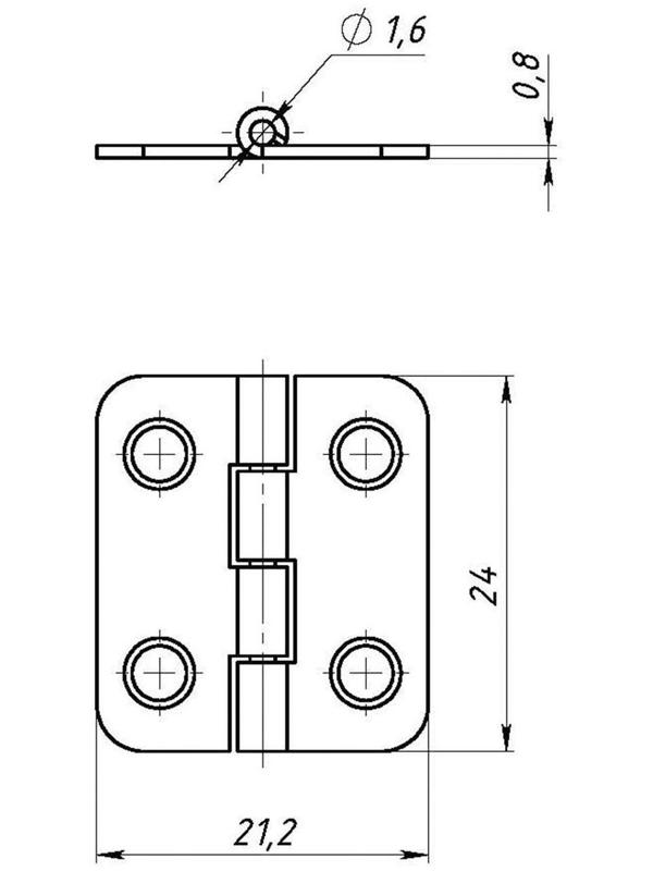 Петля карточная ТУНДРА, 22х24 мм, покрытие цинк 1 шт.