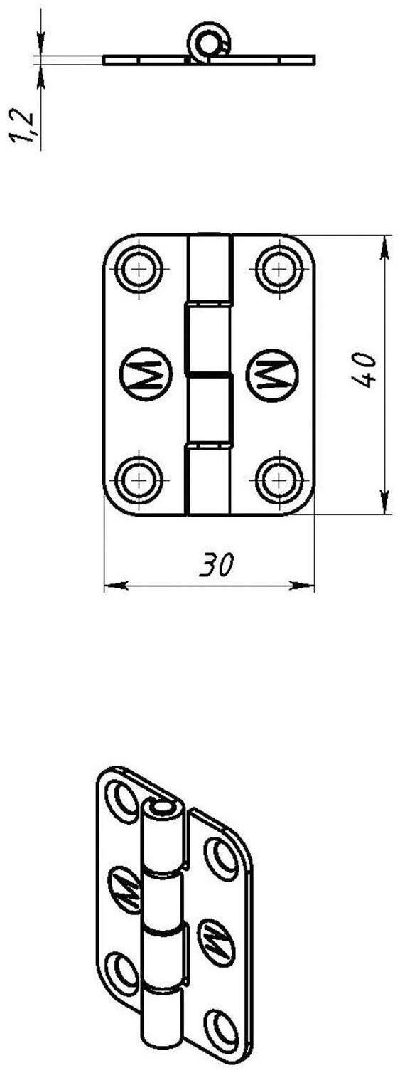 Петля карточная ТУНДРА, 30х40 мм, покрытие цинк, 1 шт