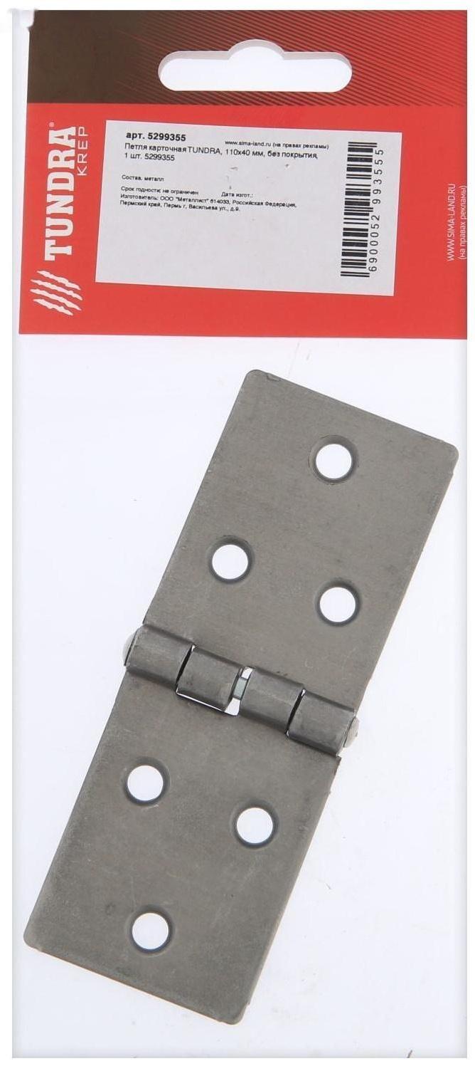 Петля карточная ТУНДРА, 110х40 мм, без покрытия, 1 шт.