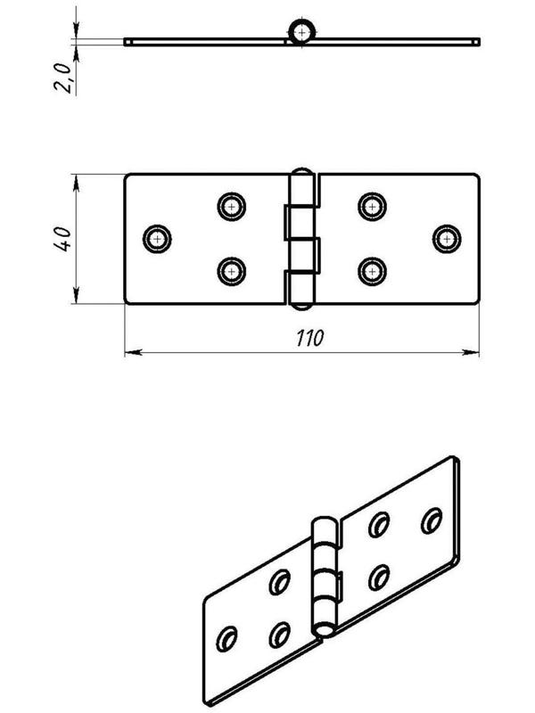 Петля карточная ТУНДРА, 110х40 мм, без покрытия, 1 шт.