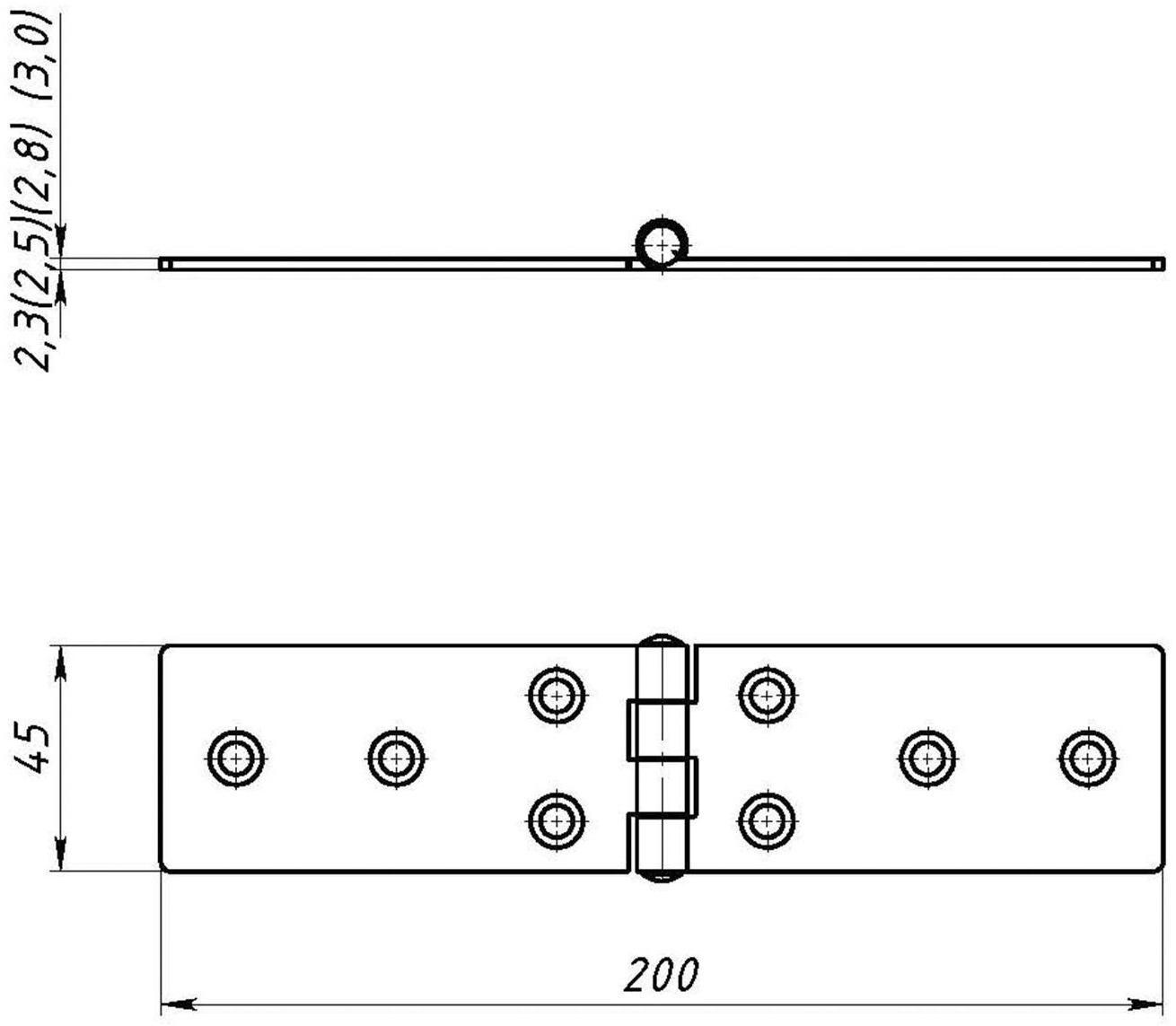 Петля карточная ТУНДРА, 200х45 мм, без покрытия, 1 шт.