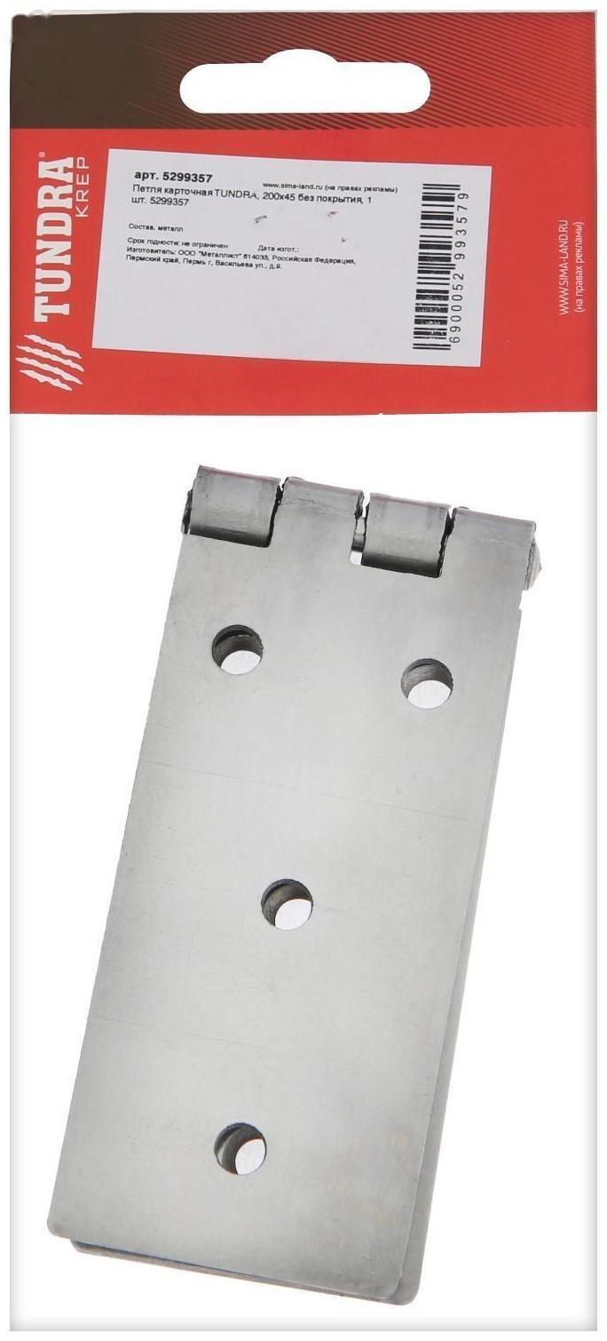 Петля карточная ТУНДРА, 200х45 мм, без покрытия, 1 шт.