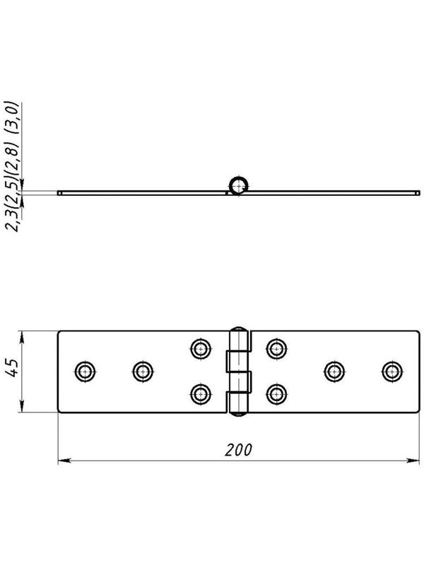 Петля карточная ТУНДРА, 200х45 мм, без покрытия, 1 шт.