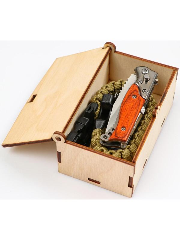 Набор подарочный 3в1 Лучший мужчина (браслет, карта, нож складной с фонариком)