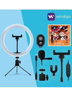 Набор Юного Блогера Windigo KIDS CB-99, лампа, штатив, микрофон, пульт, переходник Type-C