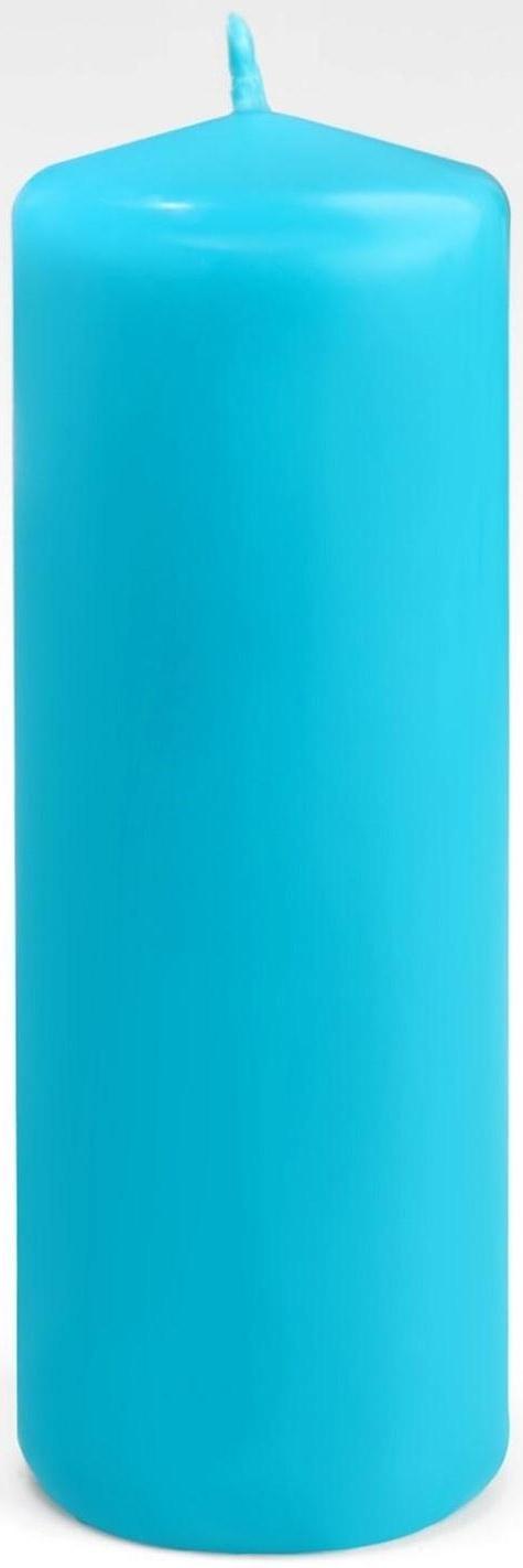 Свеча - цилиндр, 5х15 см, голубая лакированная