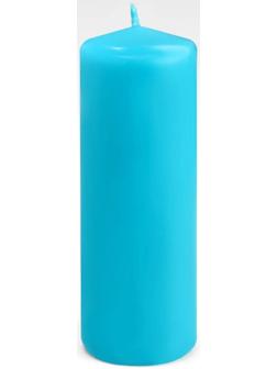 Свеча - цилиндр, 5х15 см, голубая лакированная