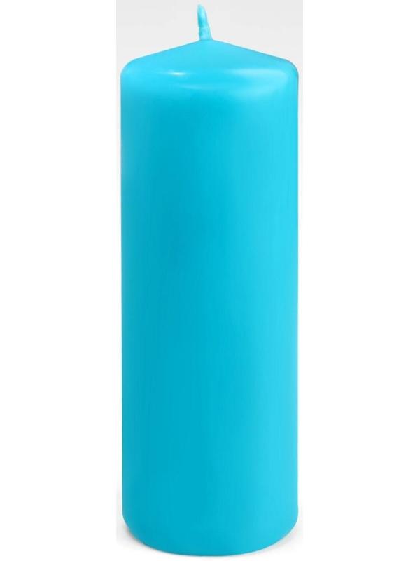 Свеча - цилиндр, 5х15 см, голубая лакированная