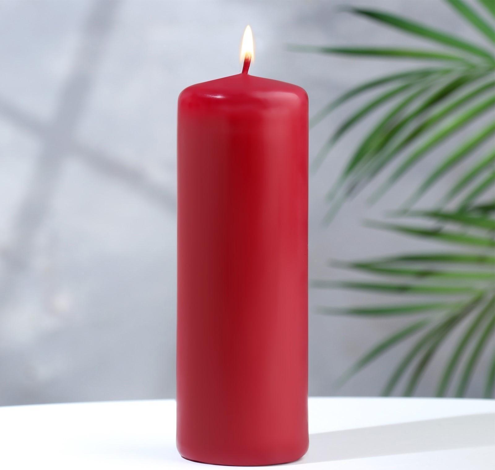 Свеча - цилиндр, 5х15 см, бордо лакированная