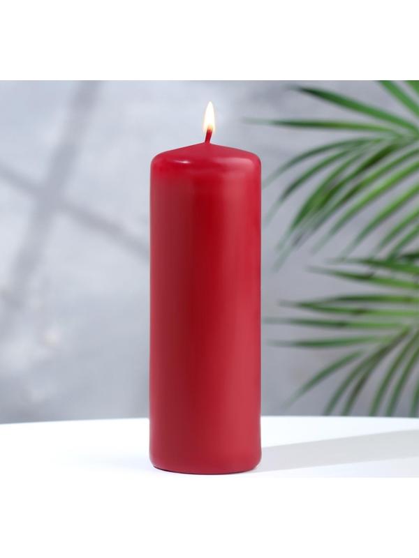 Свеча - цилиндр, 5х15 см, бордо лакированная