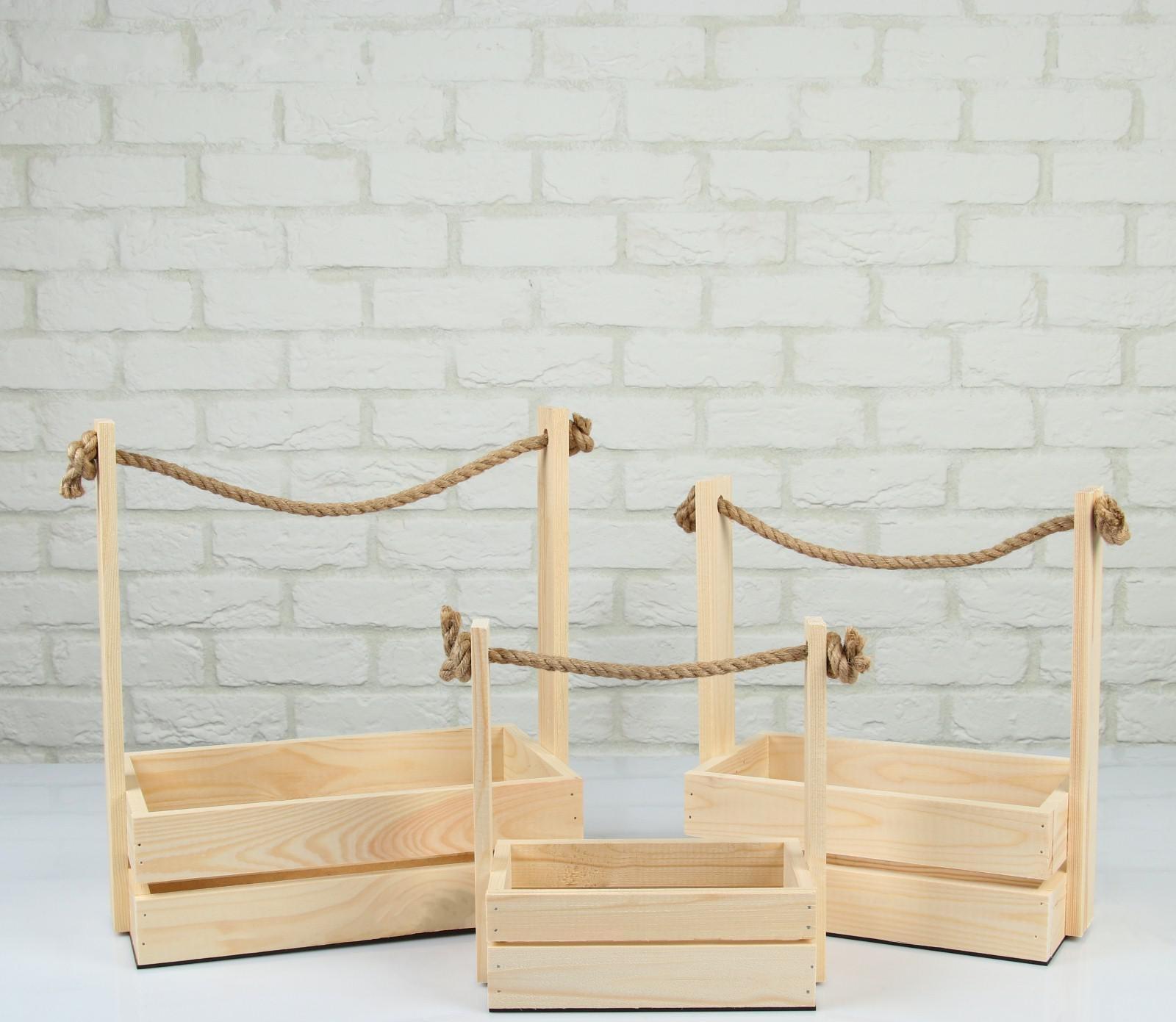 Набор кашпо деревянных 3 в 1 (30.5×18.5×35; 25.5×15×30; 20×12×23) 