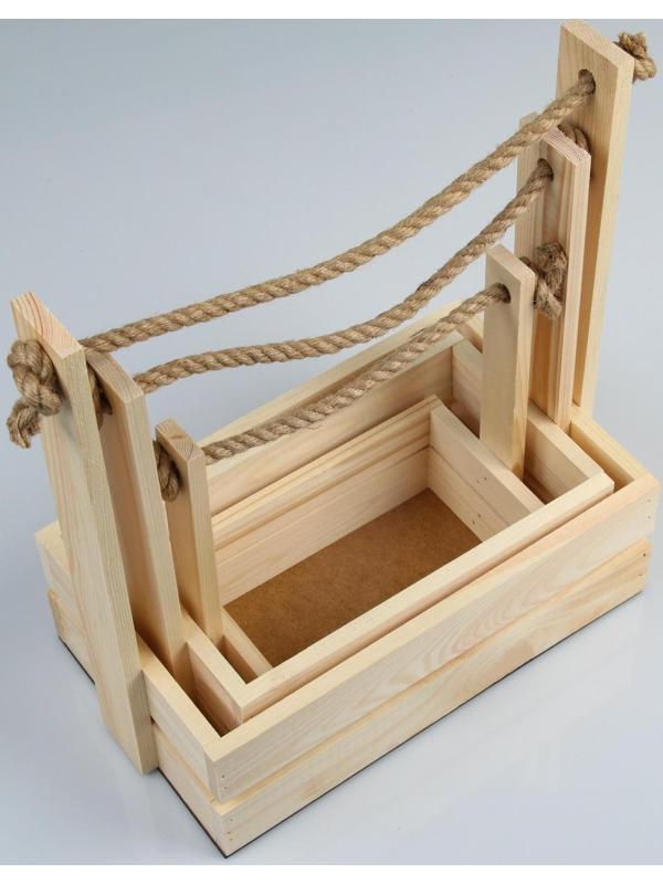 Набор кашпо деревянных 3 в 1 (30.5×18.5×35; 25.5×15×30; 20×12×23) 